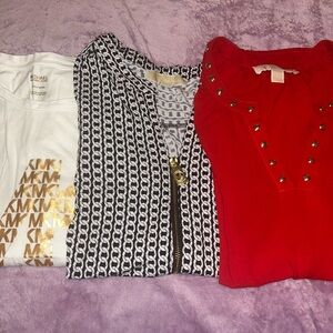 Great Condition Michael Kors TOPS BUNDLE (3 piece) Gold accents Size LARGE